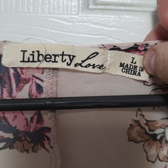 Liberty Love Women's Lightweight Open Front Pink Floral Cardigan Size Large - Picture 6 of 8